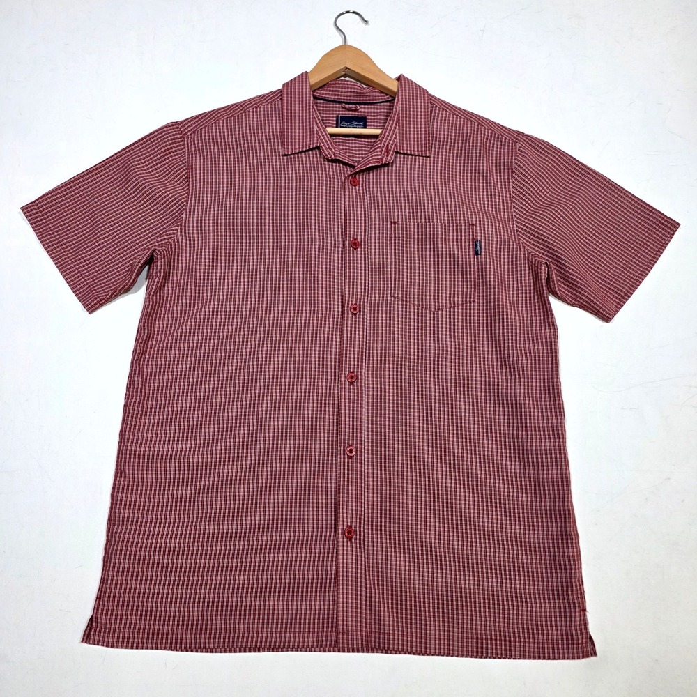 Jack O'Neill Button Down Shirt Mens L Red White Plaid Short Sleeve Casual SEO
